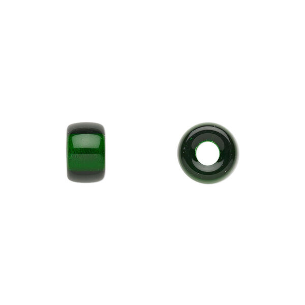 Bead, Czech pressed glass, emerald green, 9x6mm crow. Sold per 15-1/2" to 16" strand, approximately 70 beads. image number 0