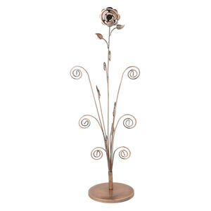 Display, necklace and bracelet, antiqued copper-finished steel, 10 x 23 x 5-7/8 inch round, rose series. Sold individually.