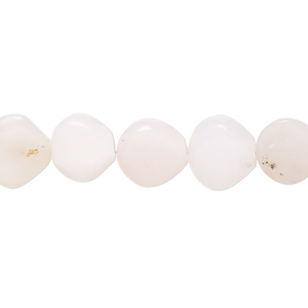 Bead, pink opal (natural), light to medium, 10x9mm-11x10mm hand-cut puffed teardrop with 0.4-1.4mm hole, B- grade, Mohs hardness 5 to 6-1/2. Sold per 8-inch strand, approximately 20 beads. image number 0