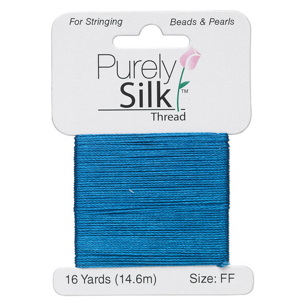 Thread, Purely Silk™, royal blue, size FF. Sold per 16-yard card. image number 0