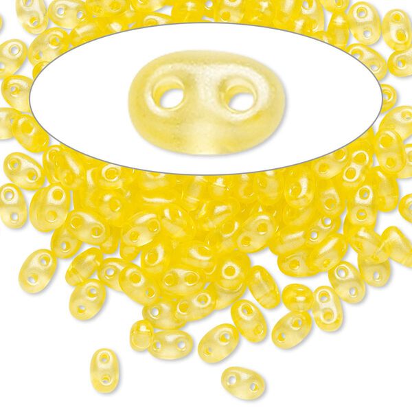 Seed bead, Preciosa Twin™ Czech glass, pkg/10g, 5x2.5mm oval, translucent yellow terra pearl clear, (08386). image number 0