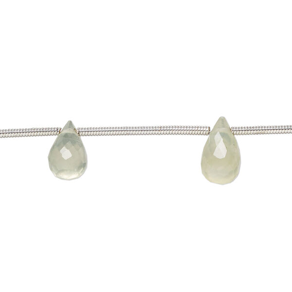 Prehnite 1pkg8, hand-cut top-drilled faceted briolette bead natural 7x5mm-10x7mm image number 0