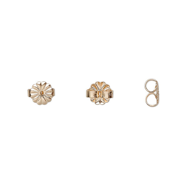 Earnut, 14Kt gold-filled, 6mm daisy. Sold per pkg 4 pairs. image number 0