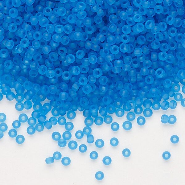 Seed bead, Dyna-Mites™, glass, pkg/1/2kg, #11 round, translucent matte turquoise blue, (15MA 11/0 RR). image number 0