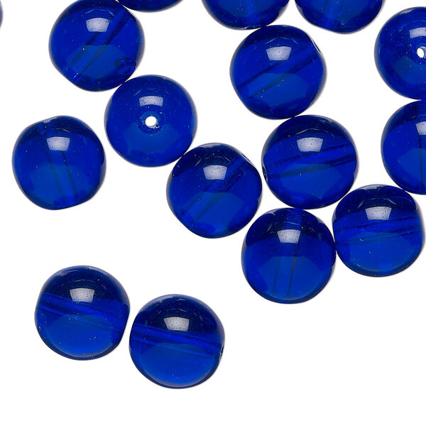 Czech glass 1pkg40, round druk bead cobalt blue 10mm image number 0