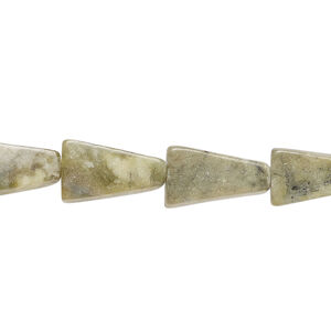 Yellow "turquoise" (serpentine with quartz) 1pkg1, flat trapezoid bead natural, 15 inch 12x7mm-13x8mm light