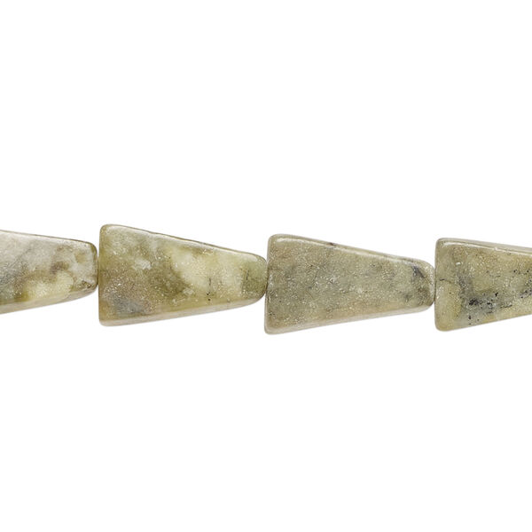 Yellow "turquoise" (serpentine with quartz) 1pkg1, flat trapezoid bead natural, 15 inch 12x7mm-13x8mm light image number 0