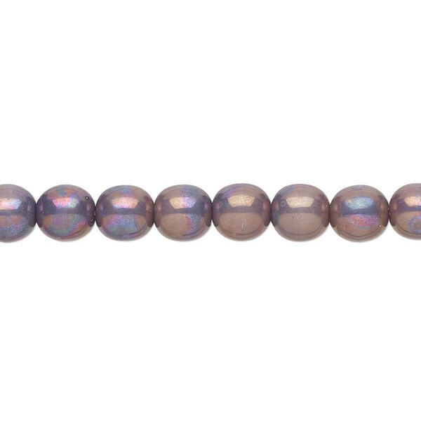 Bead, Czech glass druk, opaque grey nebula, 6mm round. Sold per 15-1/2" to 16" strand. image number 0
