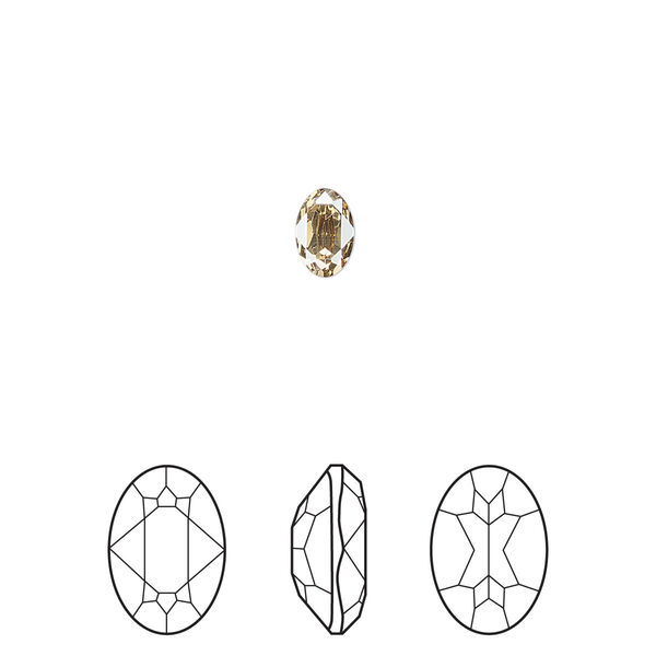 Fancy stone 4pk crystal golden shadow foil back, Crystal Passions® 6x4mm oval 4120 image number 0