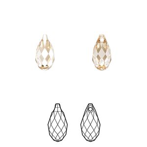 Briolette 2pk crystal golden shadow, Crystal Passions® 11x5.5mm pendant drop 6010