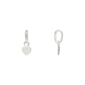 Charm, sterling silver-filled, 5x4mm flat heart with closed jump ring. Sold per pkg of 6.