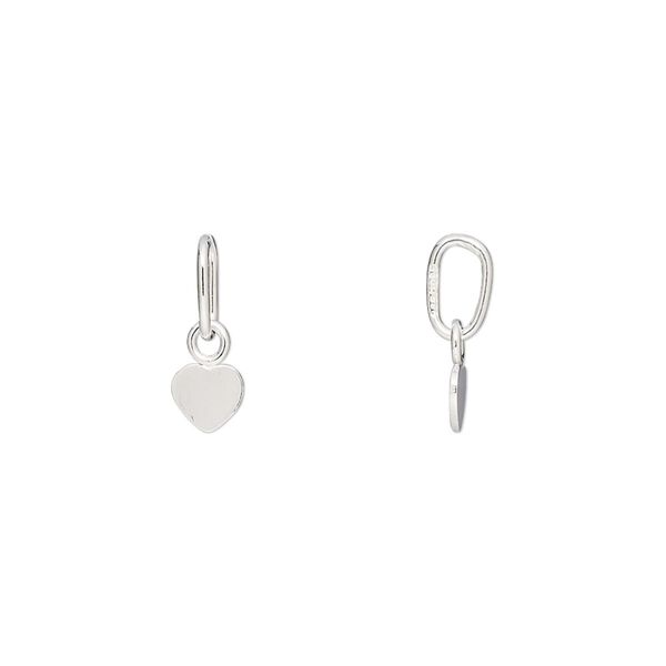 Charm, sterling silver-filled, 5x4mm flat heart with closed jump ring. Sold per pkg of 6. image number 0