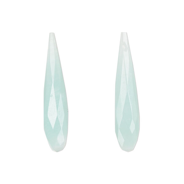 Amazonite 1pkg2, hand-cut top-drilled faceted teardrop bead natural B grade, 28x6mm image number 0