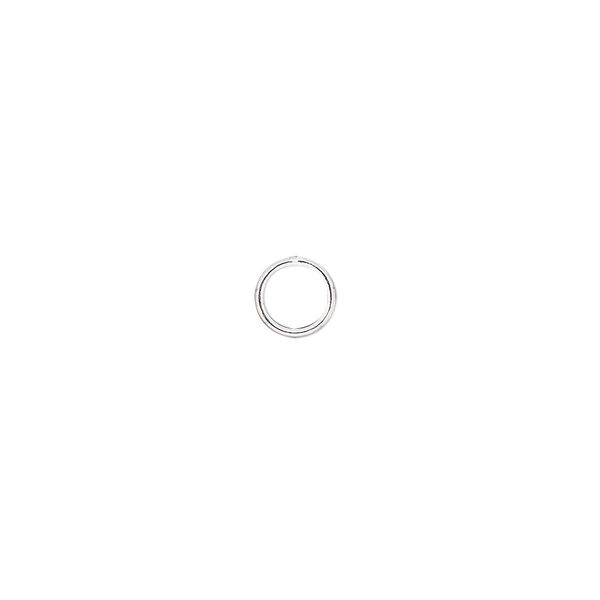 Jump ring, silver-plated brass, 6mm soldered round, 4.5mm inside diameter, 20 gauge. Sold per pkg of 100. image number 0