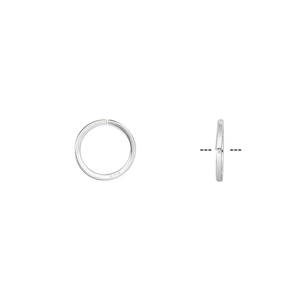 Jump ring, sterling silver, 9mm round square wire, 7.3mm inside diameter, 20 gauge. Sold per pkg of 20. image number 0
