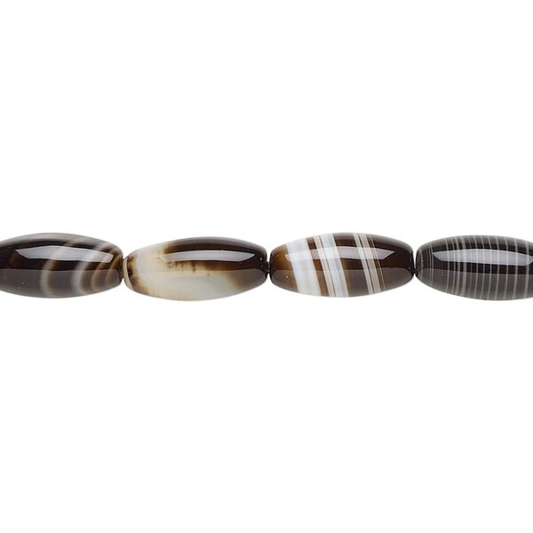 Striped agate 1pkg1, oval bead natural 15.5-16 inch 12x5mm image number 0