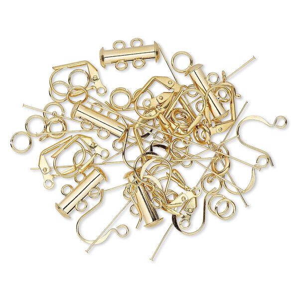 Finding, gold-plated brass, assorted shape. Sold per pkg of 60. image number 0