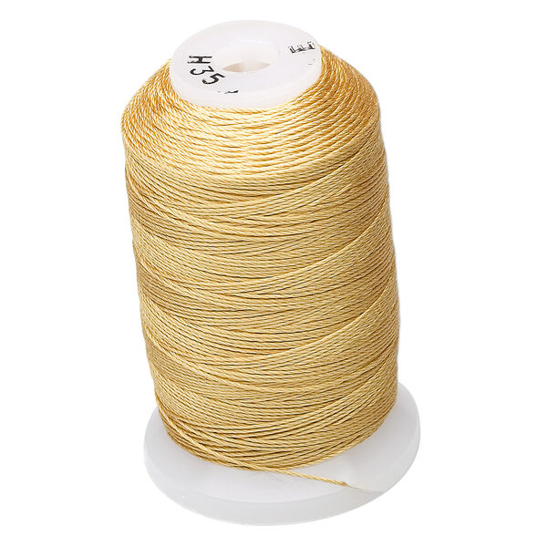 Thread, Purely Silk™, gold, size E. Sold per 200-yard spool. image number 0
