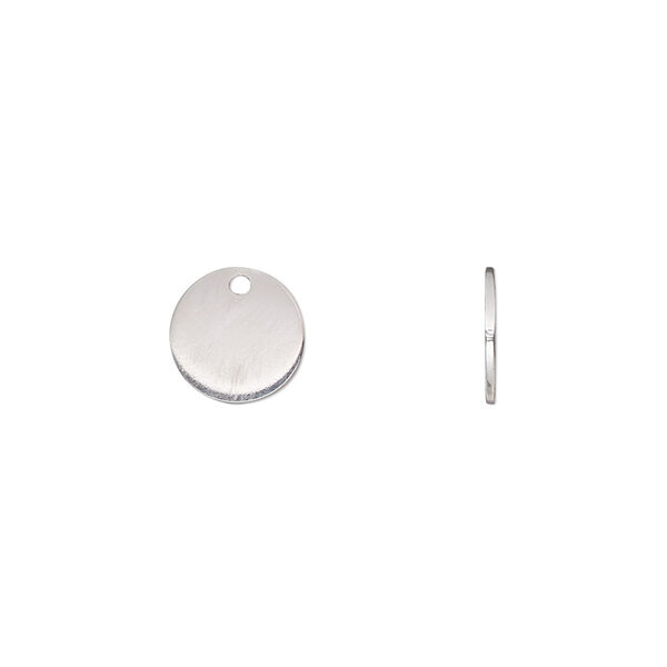 Drop, sterling silver, 9mm flat round, 20 gauge. Sold per pkg of 2. image number 0