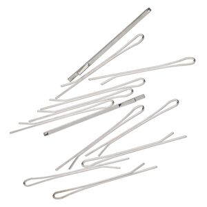 Hair pin, antique silver-finished steel, smooth, 2-1/4 inches. Sold per pkg of 12.