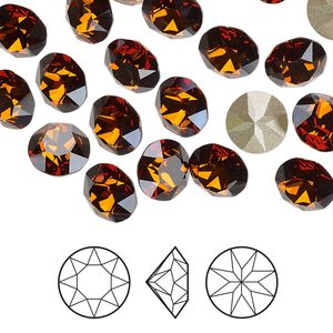 Chaton 144pk smoked amber foil back, Crystal Passions® 6.14-6.32mm round SS29 1088