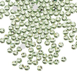 Flat back, Dance With Me™ crystal rhinestone, peridot, foil back, 3-3.2mm rose, SS12. Sold per pkg of 144 (1 gross).