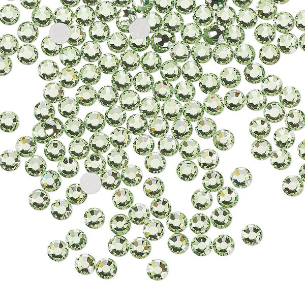 Flat back, Dance With Me™ crystal rhinestone, peridot, foil back, 3-3.2mm rose, SS12. Sold per pkg of 144 (1 gross). image number 0