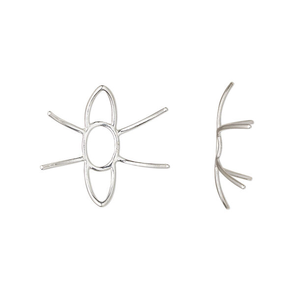 Link, Amoracast®, sterling silver, 20.5x19mm with 14-16mm 4-prong freeform huggie setting. Sold individually. image number 0