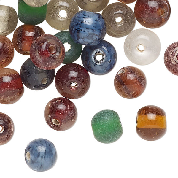 Bead mix, glass, opaque mixed colors, 8mm round. Sold per 2-ounce pkg, approximately 70 beads. image number 0