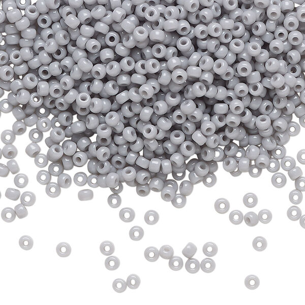 Seed bead, Miyuki, glass, pkg/250g, #11 rocaille, opaque ghost grey, (RR-498). image number 0