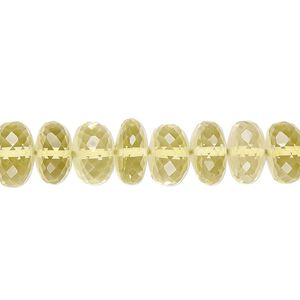 Lemon quartz 1pkg1, hand-cut micro-faceted rondelle bead 8 inch 9x6mm-10x8mm