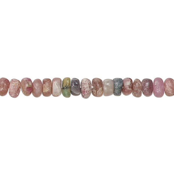 Pink tourmaline / grey tourmaline 1pkg1, hand-cut rondelle bead natural 14 inch 4x2mm-5x3mm image number 0