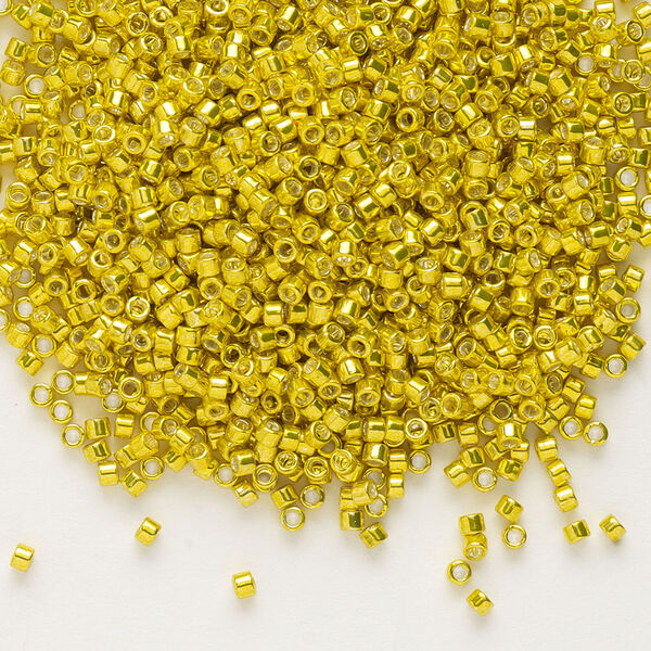 Seed bead, Delica®, glass, pkg/50g, #11 round, opaque galvanized lemon (DB-0424). image number 0