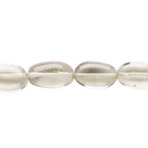 Green quartz 1pkg1, hand-cut puffed oval bead 7 inch 9x8mm-15x9mm