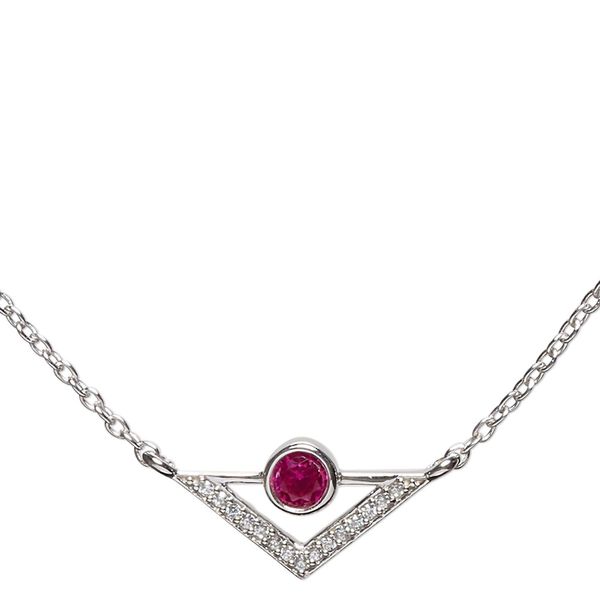 Necklace, Simple and Sleek Jewelry™, cubic zirconia pendant and rhodium-plated sterling silver chain, 16 inches with 2-inch extender chain. Sold individually. image number 0