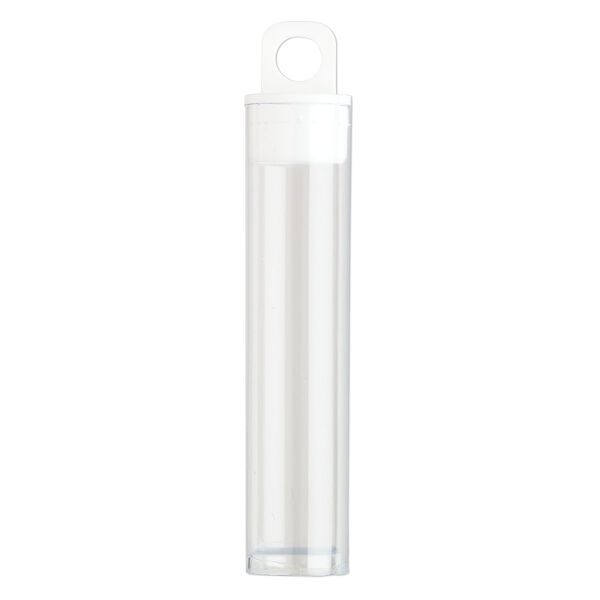 Vial, plastic, clear and white, 2-1/2 x 9/16 inch cylinder with hang tab. Sold per pkg of 10. image number 1