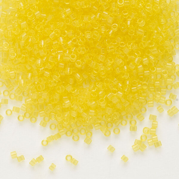 Seed bead, Delica®, glass, pkg/7.5g, #11 round, transparent yellow (DB-0710). image number 0