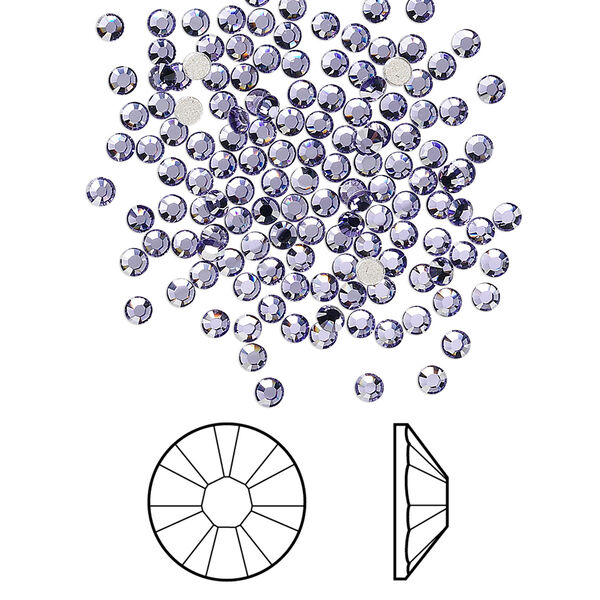 Flat back 144pk tanzanite foil back, Crystal Passions® 2.1-2.3mm rose round SS7 2058 image number 0