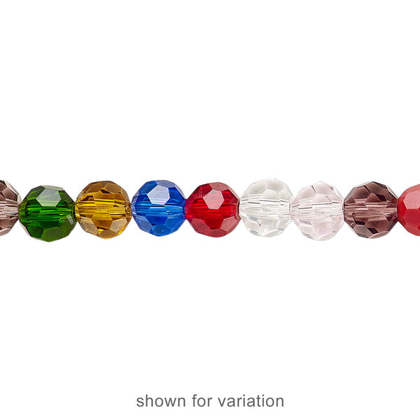 Bead 1pk 32 facets opaque to transparent mixed colors, Celestial Crystal&reg; 6mm round 15.5-16 inch image number 1