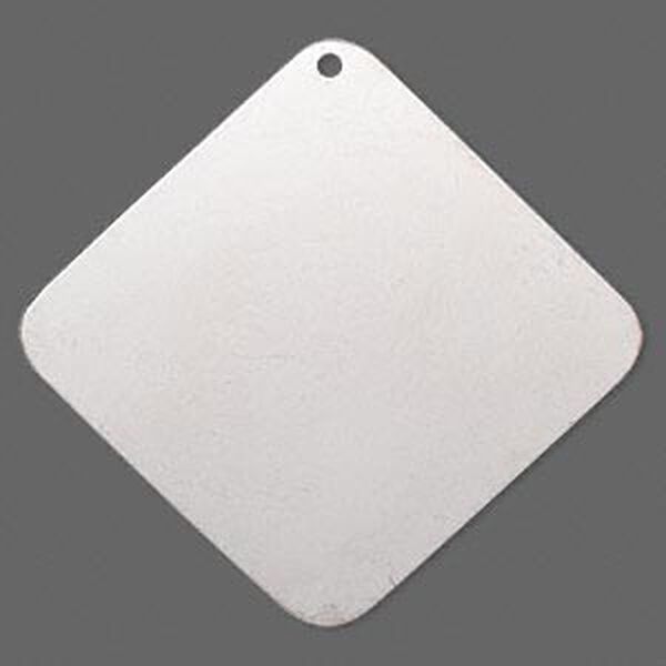 Focal, silver-plated brass, 40x40mm double-sided top-drilled diamond. Sold per pkg of 6. image number 0