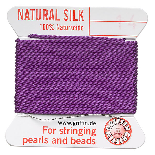 Thread, Griffin, silk, amethyst purple, size #14. Sold per 2-meter card (approximately 78 inches). image number 0