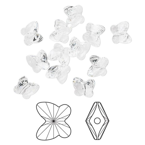 Bead 12pk crystal, Crystal Passions® 10x9mm butterfly 5754 image number 0