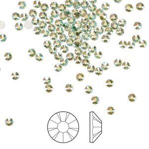 Flat back 144pk limecicle AB foil back, Preciosa MAXIMA Czech crystal hotfix rhinestone 2.3-2.5mm chaton rose round SS8