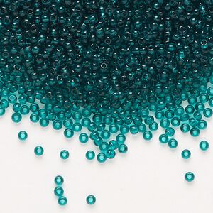 Seed bead, Preciosa Ornela Czech glass, pkg/50g, #11 rocaille, transparent teal, (50710).