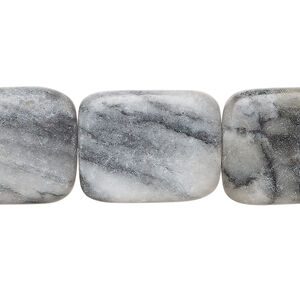 Black-grey marble 1pkg1, rounded flat rectangle bead natural, 15 inch 18x14mm-21x18mm