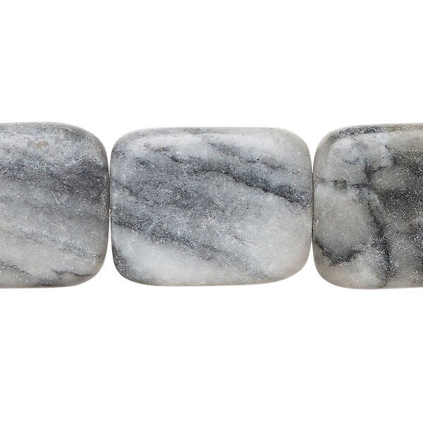 Black-grey marble 1pkg1, rounded flat rectangle bead natural, 15 inch 18x14mm-21x18mm image number 0