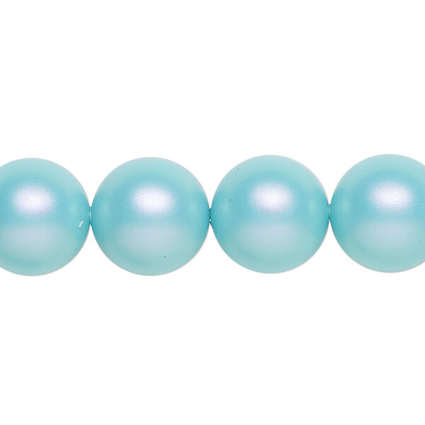 Pearl 10pk iridescent light turquoise, Crystal Passions® 12mm round 5810 image number 0