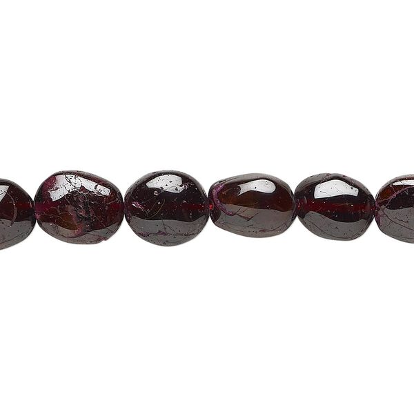 Garnet 1pkg1, hand-cut puffed oval bead 13 inch 8x7mm-12x9mm image number 0