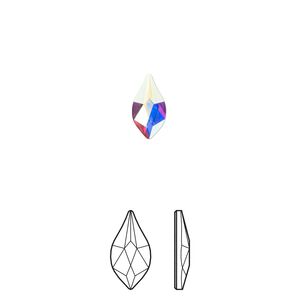 Flat back 144pk crystal AB foil back, Swarovski® 10x5mm flame 2205