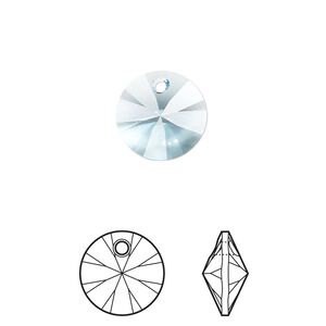 Drop 144pk aquamarine, Swarovski® 12mm pendant mini disk 6428